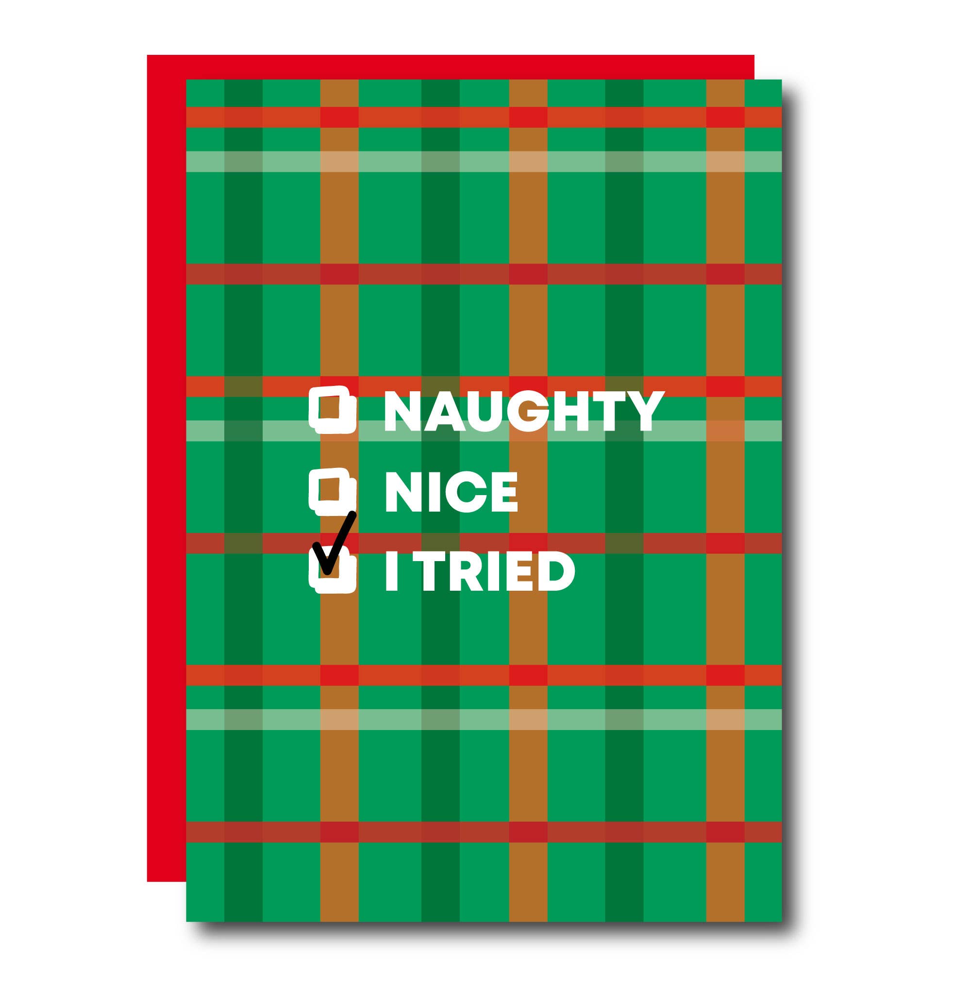 Naughty Nice I Tried Christmas Card